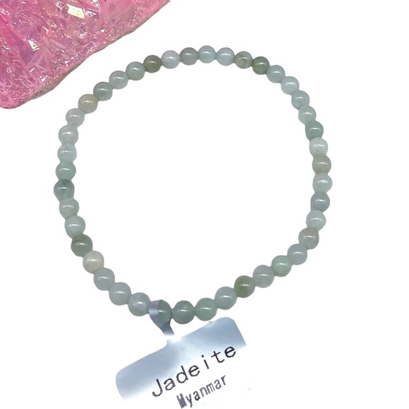 4mm Burma Jadeite Beaded Stretch Bracelet Natural Stone Gemstone Myanmar Jade - Picture 4 of 6